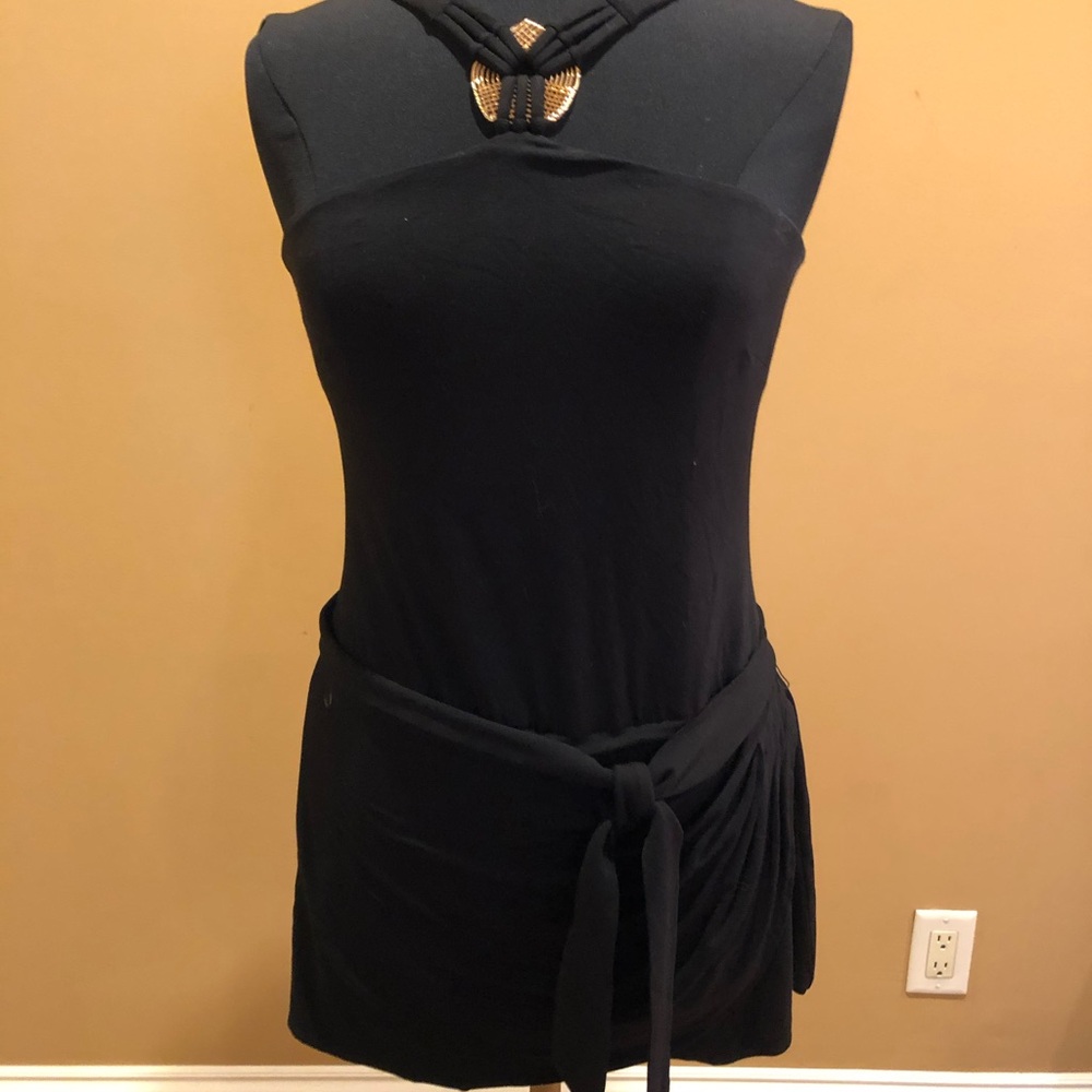 Cache Black Sleeveless Romper